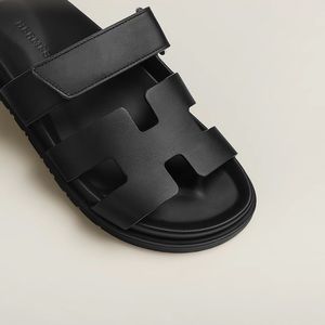 Hermes Chypre Womens Sandals Slides Shoes in Black NWT Size 39